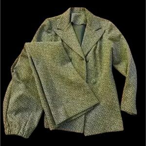 Vintage hand made ladies suit greens and browns stretch high waist  pant